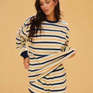 CLASSIC COTTON DAILY STRIPE CUFFED LONG SLEEVE - ZEST