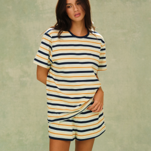 CLASSIC COTTON DAILY STRIPE BOYFRIEND TEE - ZEST
