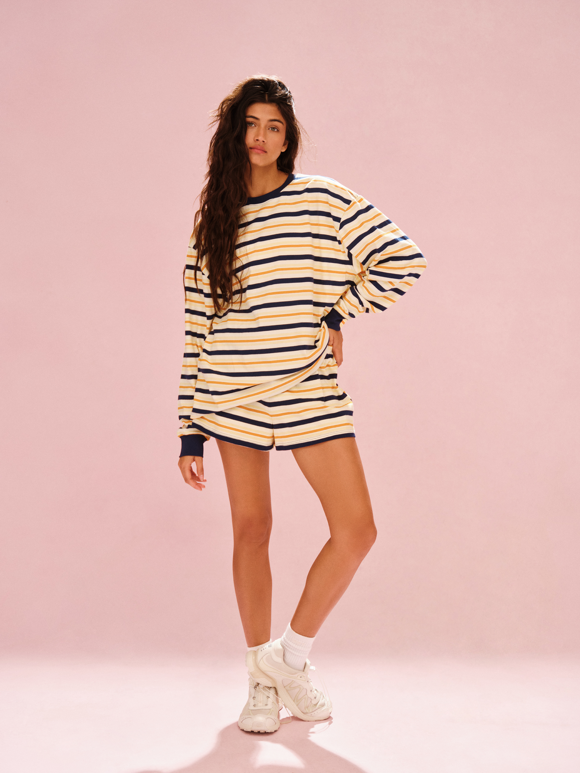 HEAVY COTTON EASY STRIPE SHORTS - MELON - Image 3