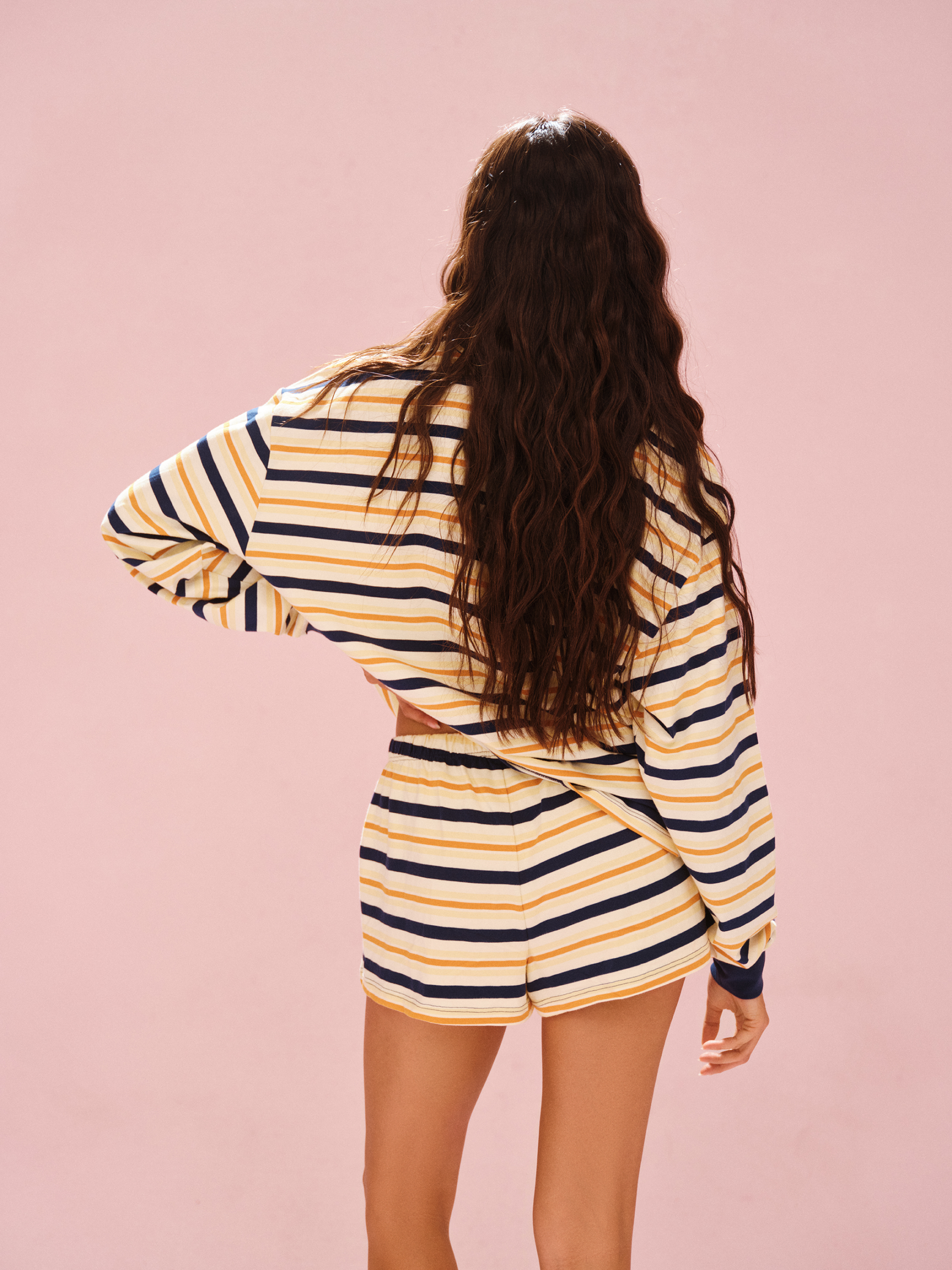 HEAVY COTTON EASY STRIPE SHORTS - MELON - Image 4