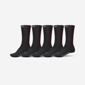 Stripe Hi Crew Sock 5 Pack - Black/Red